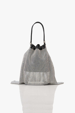 The Crystal Poppi Bucket Bag In Stardust Silver