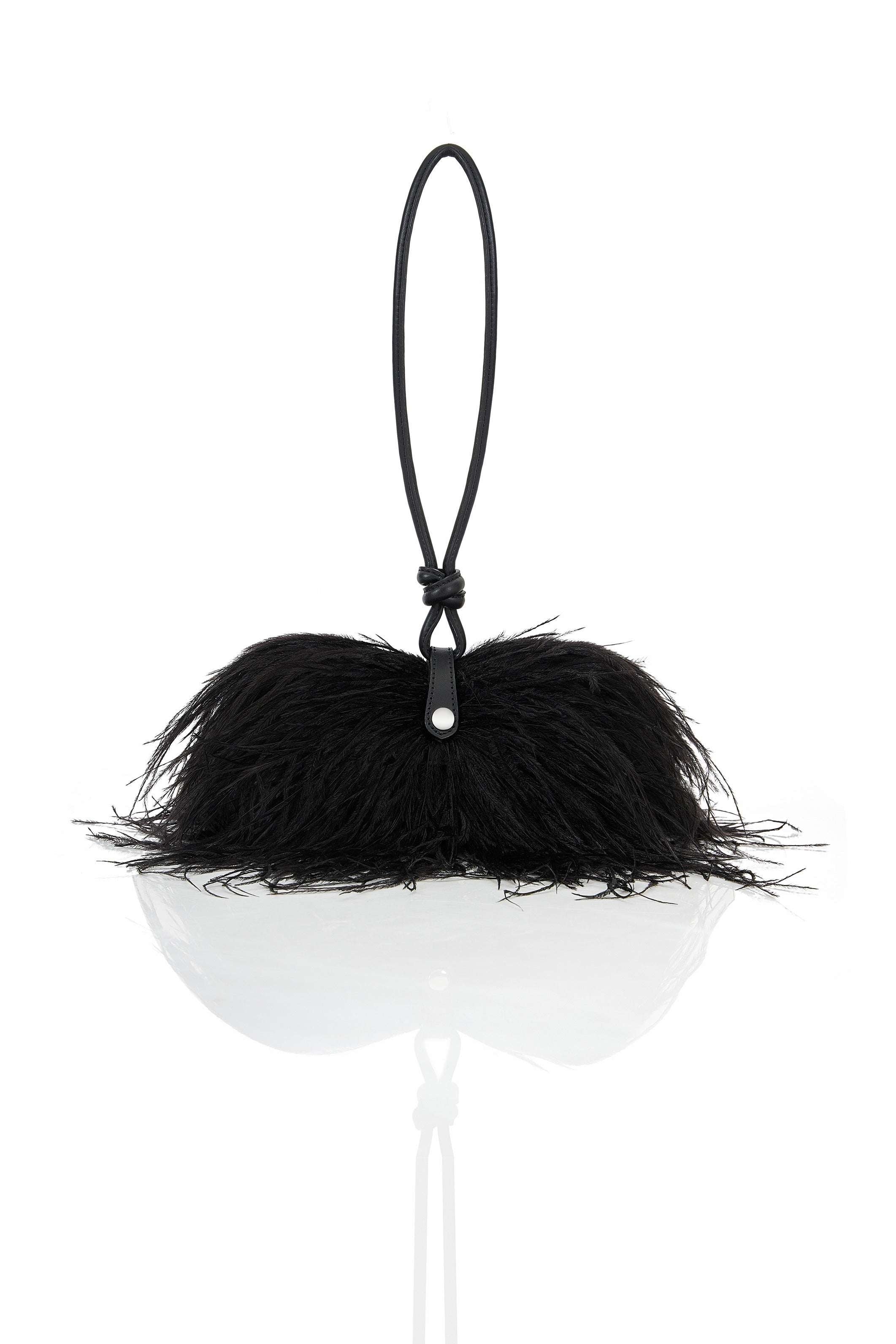 feather purse black