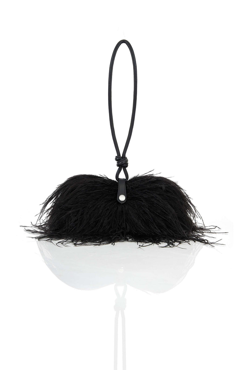 feather purse black