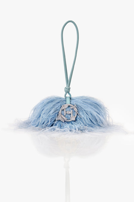 blue feather handbag for women