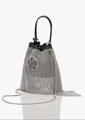 The Crystal Poppi Bucket Bag In Stardust Silver