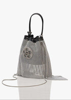 The Crystal Poppi Bucket Bag In Stardust Silver