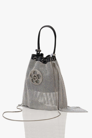 The Crystal Poppi Bucket Bag In Stardust Silver