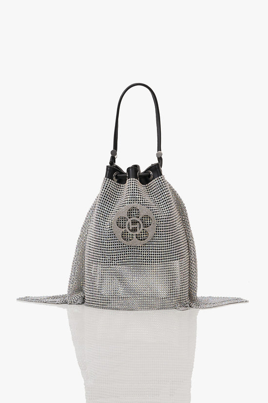 Silver crystal bucket bag