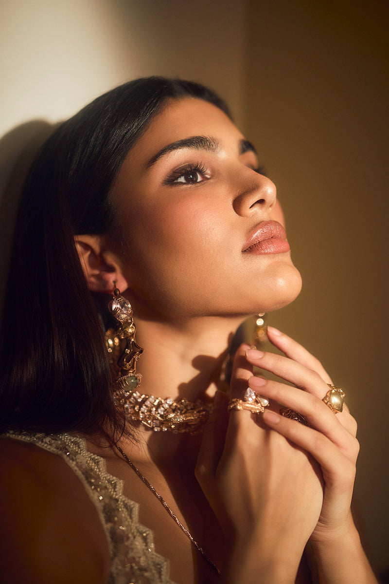 Alizeh Agnihotri In Sphinx Leopard Hoops in Prehnite