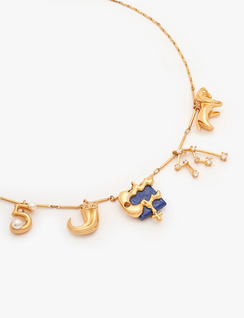 Aquarius Zodiac Sign Charm Necklace