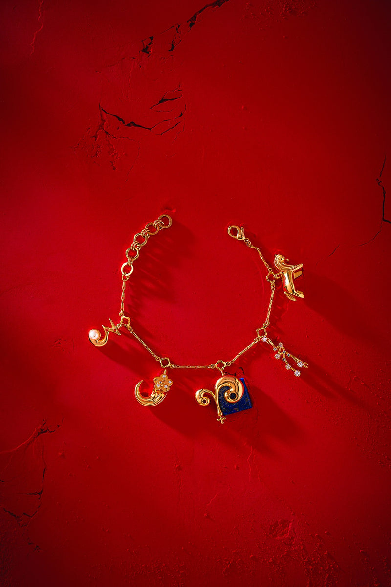 Aries Zodiac Sign Bracelet in 22kt Gold 