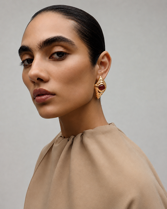 Crimson Corriente Hoop Earrings