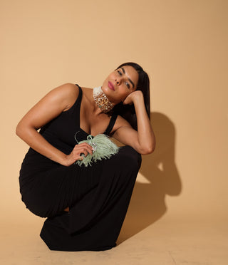 Jade Green Feather Handbag for Women