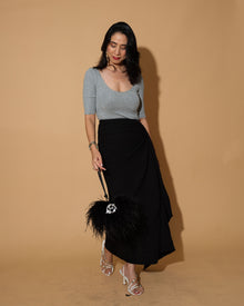 Black Midi Scarlet Feather Handbags