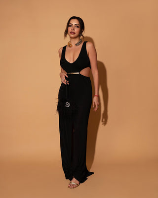 Feather Handbag in Black