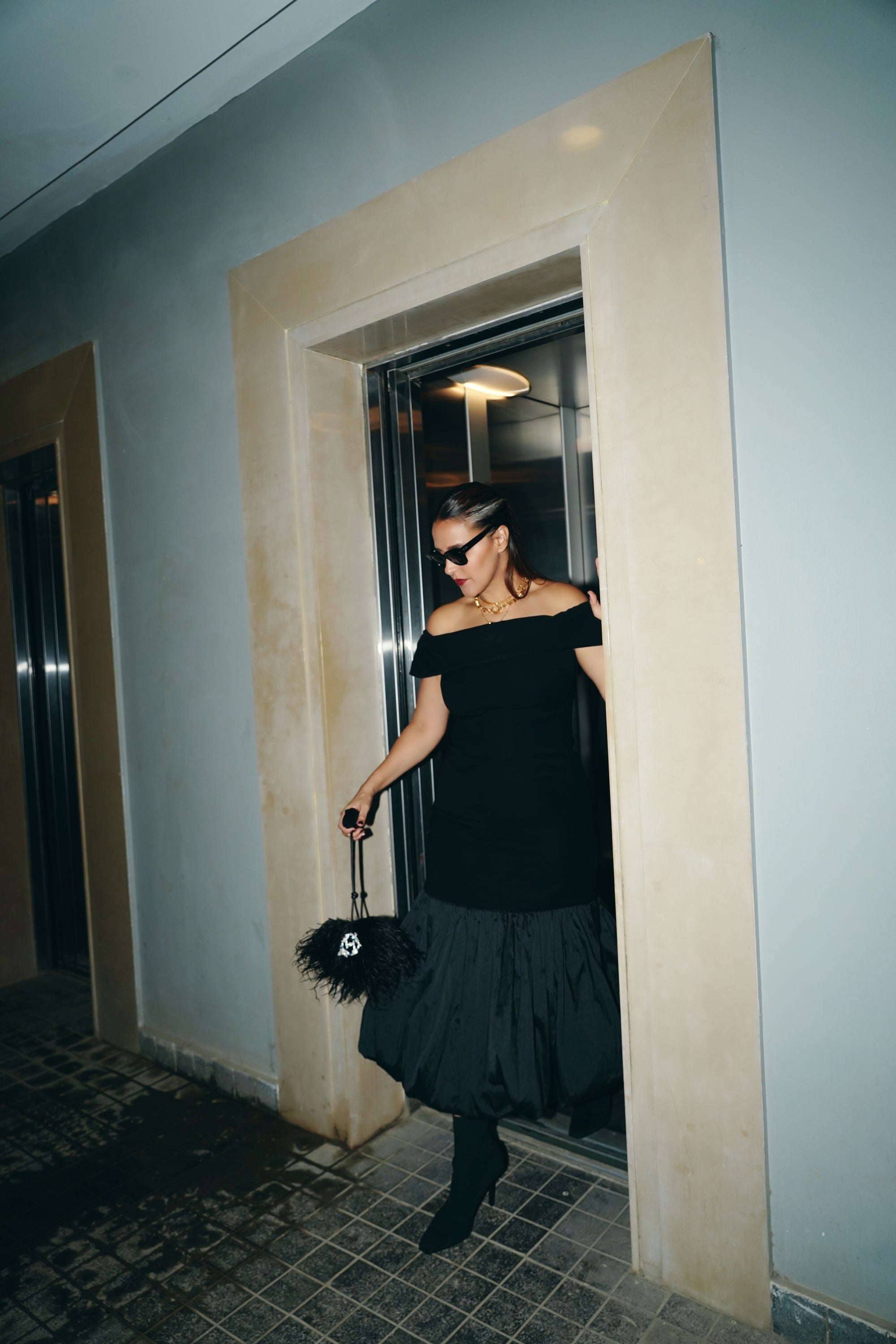 Neha Dhupia In The Scarlet Minivet Handbag in Caviar Black