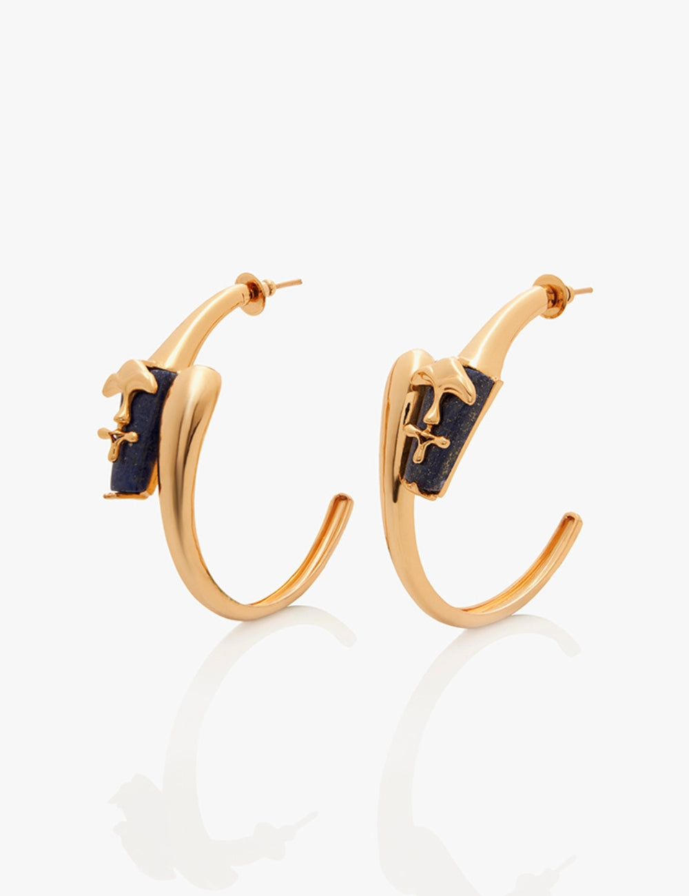 Deep Blue Sculptural Hoop Earrings