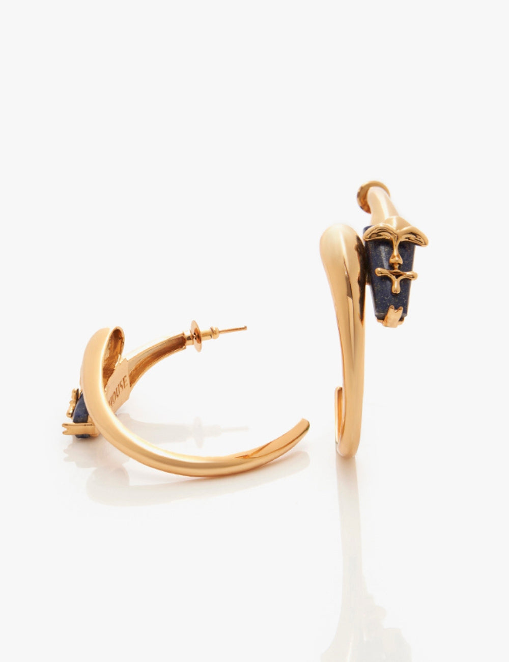 Deep blue 22kt Gold Hoop Earrings 