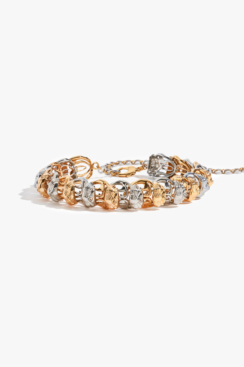 Dual Tone Statement Collar Necklace 