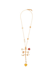 Floral Long pendant necklace in 22kt gold 