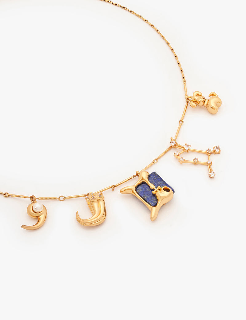 Gemini Zodiac Sign Necklace in 22kt Gold 