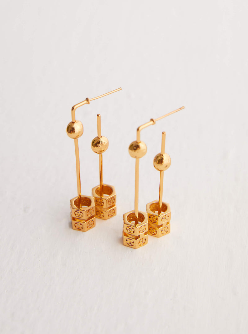 Gold Drop Hoop Earrings