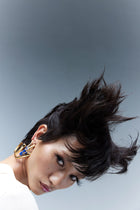 Gold Lapis Lazuli Hoop Earrings 