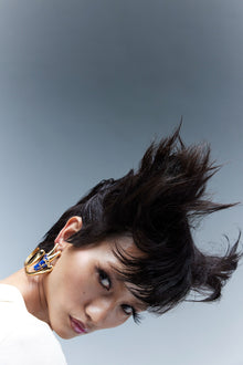 Gold Lapis Lazuli Hoop Earrings 