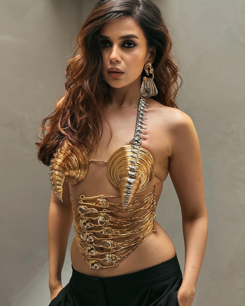 Komal Pandey In Koko Conch Shell Bralette