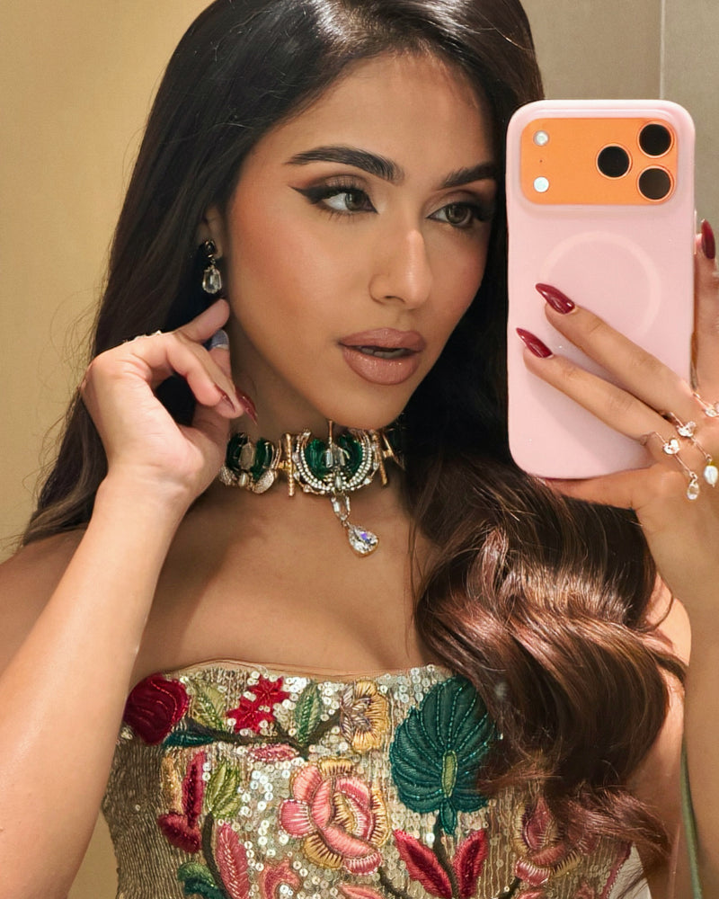 Le Cleo Drop Earrings in Jade Green