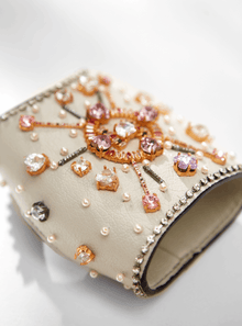 Jewelled leather gloves