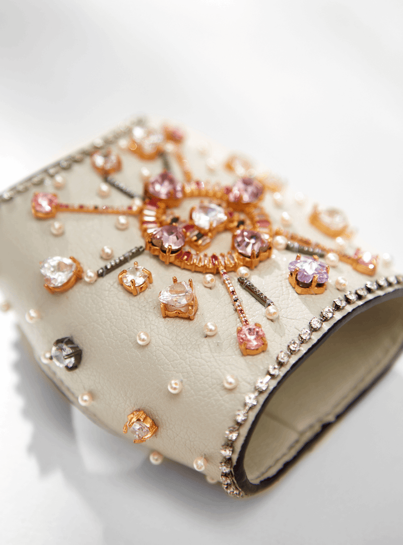 Jewelled leather gloves