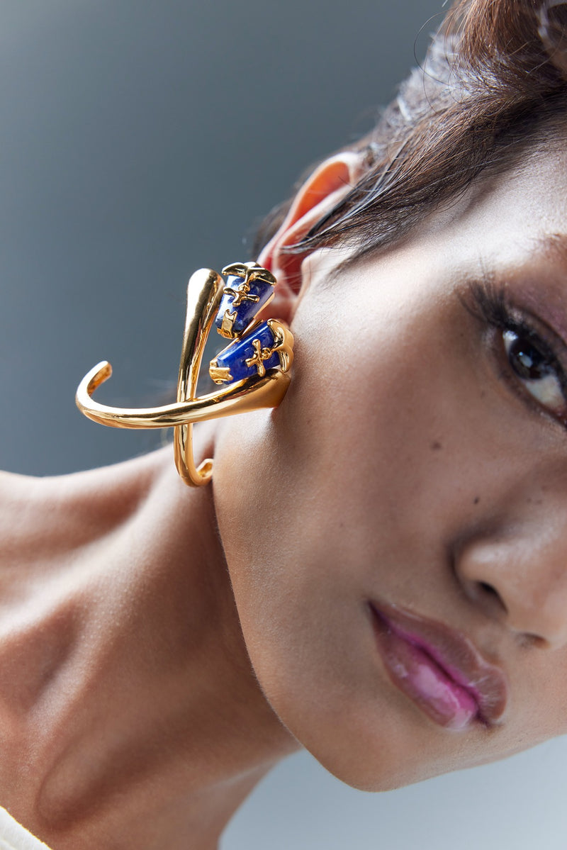 Lapis Lazuli Deep Blue Hoop Earrings