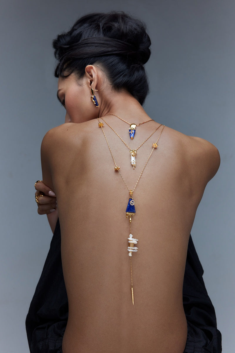 Lapis Lazuli Deep Blue Stone Layered Necklace