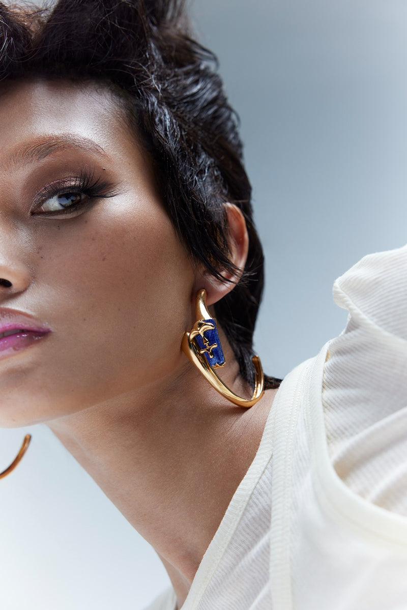 Lazuli Sculpt Hoop Earrings