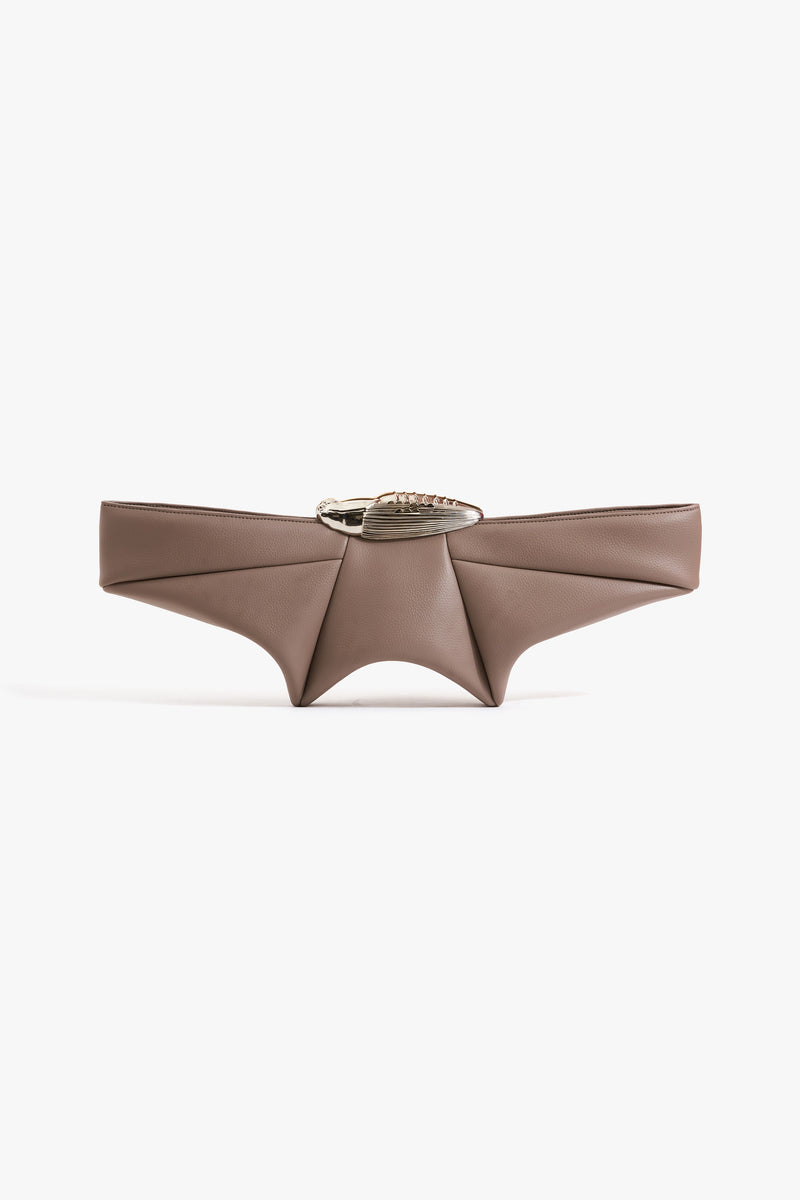THE KOKO RUNWAY ELONGÉ KLUTCH IN GREY TAUPE