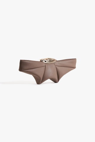 THE KOKO RUNWAY ELONGÉ KLUTCH IN GREY TAUPE