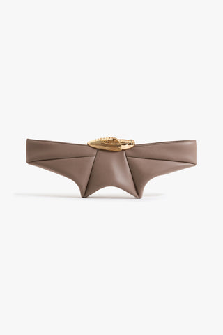 THE KOKO RUNWAY ELONGÉ KLUTCH IN GREY TAUPE