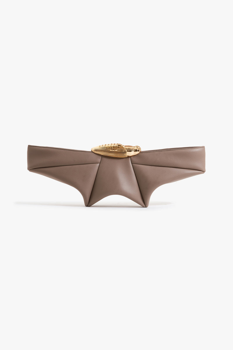 THE KOKO RUNWAY ELONGÉ KLUTCH IN GREY TAUPE