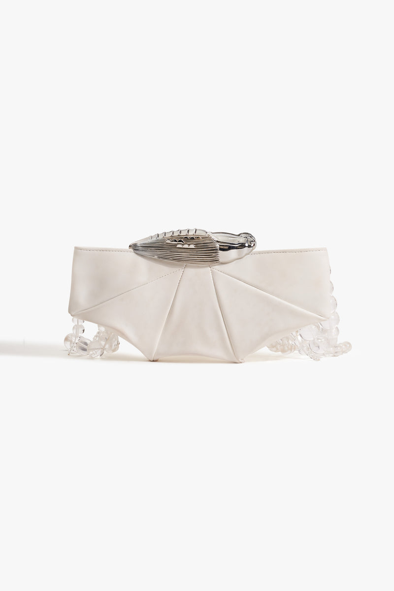 Niki Mehra In Koko Halo Cascade Clutch in Ivory