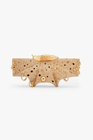 KOKO EMBELLISHED KLUTCH IN CHAMPAGNE SAND
