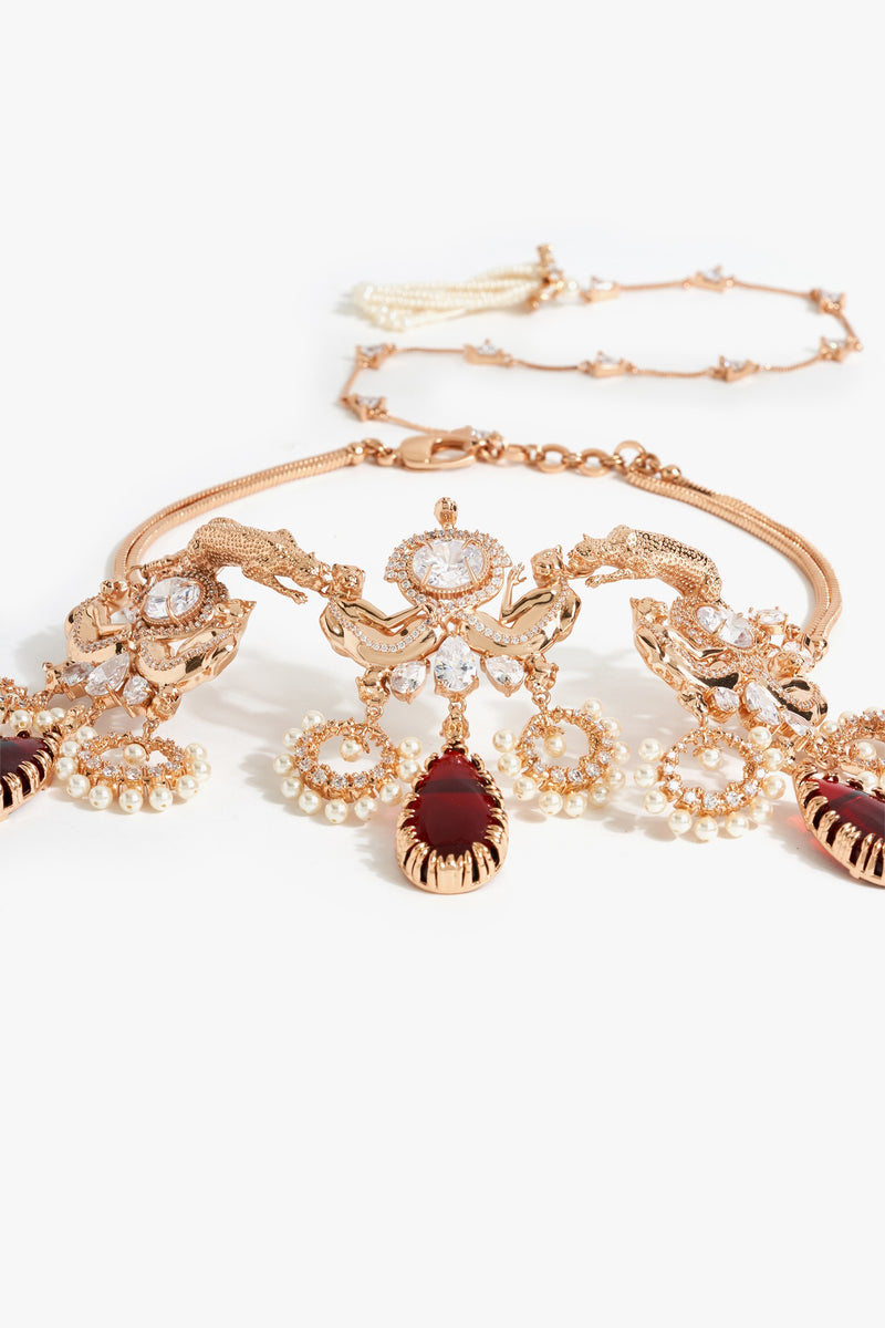 Leopard Crimson Cascade Necklace