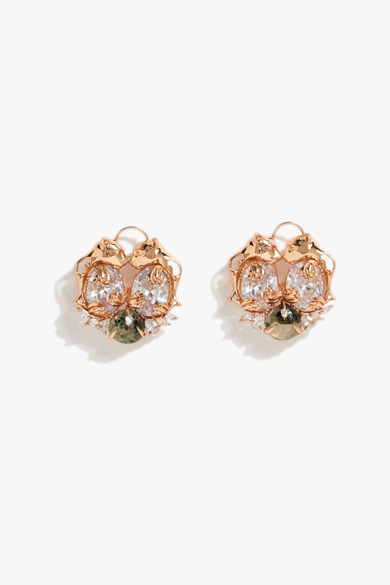 Leopard Triumph Studs in Prehnite