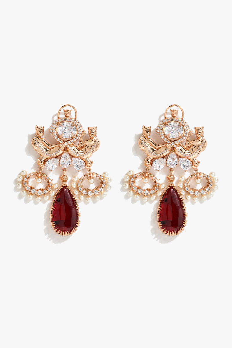 Leopard Crimson Cascade Earrings