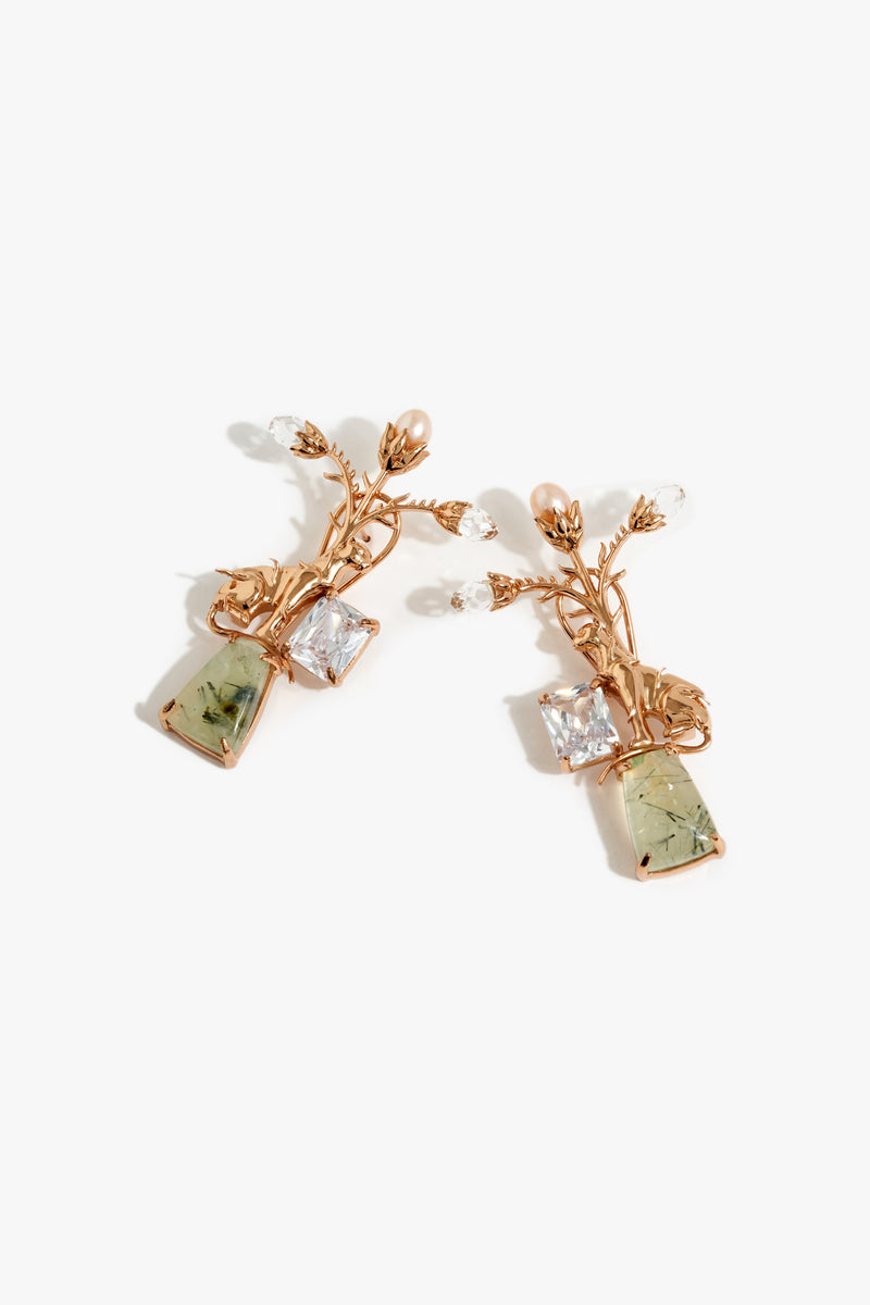 La Leopard Imperial Earrings in Prehnite