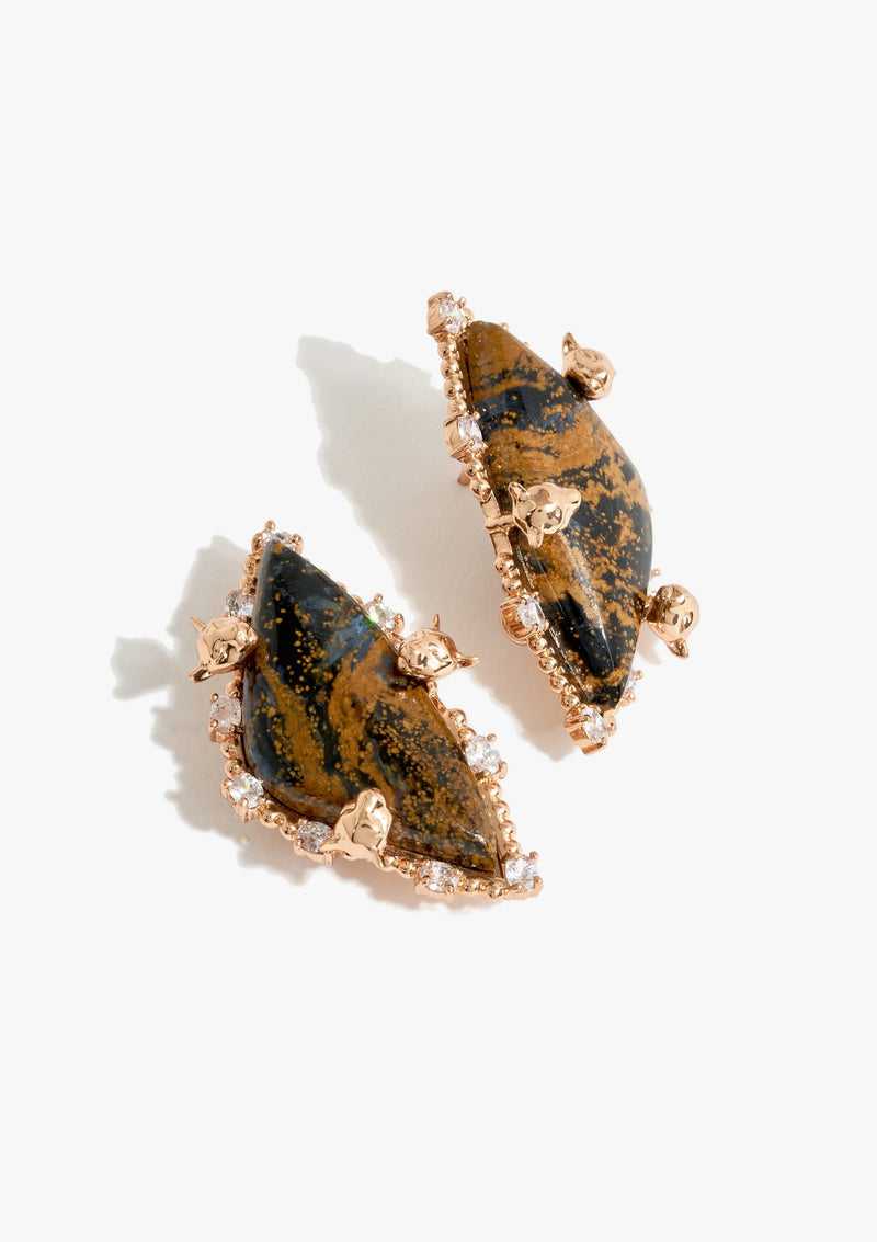 Trinity of Leopards Studs in Pietersite