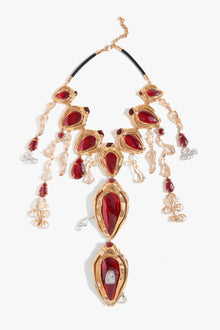 Crimson Halo Lariat Necklace