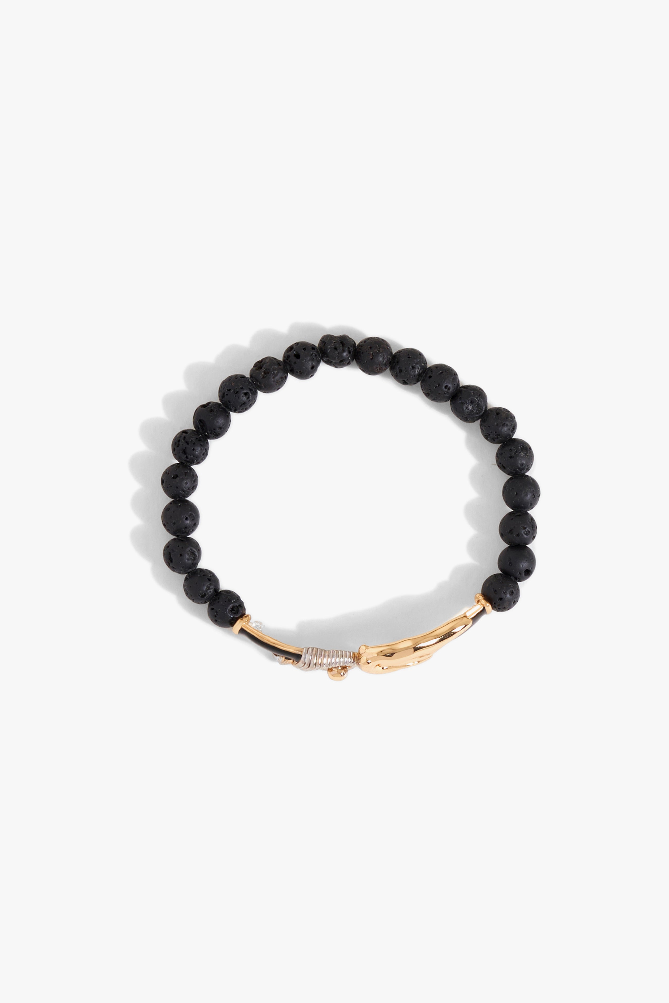 KOKO Sigil Beaded Bracelet in Black Lave Stone