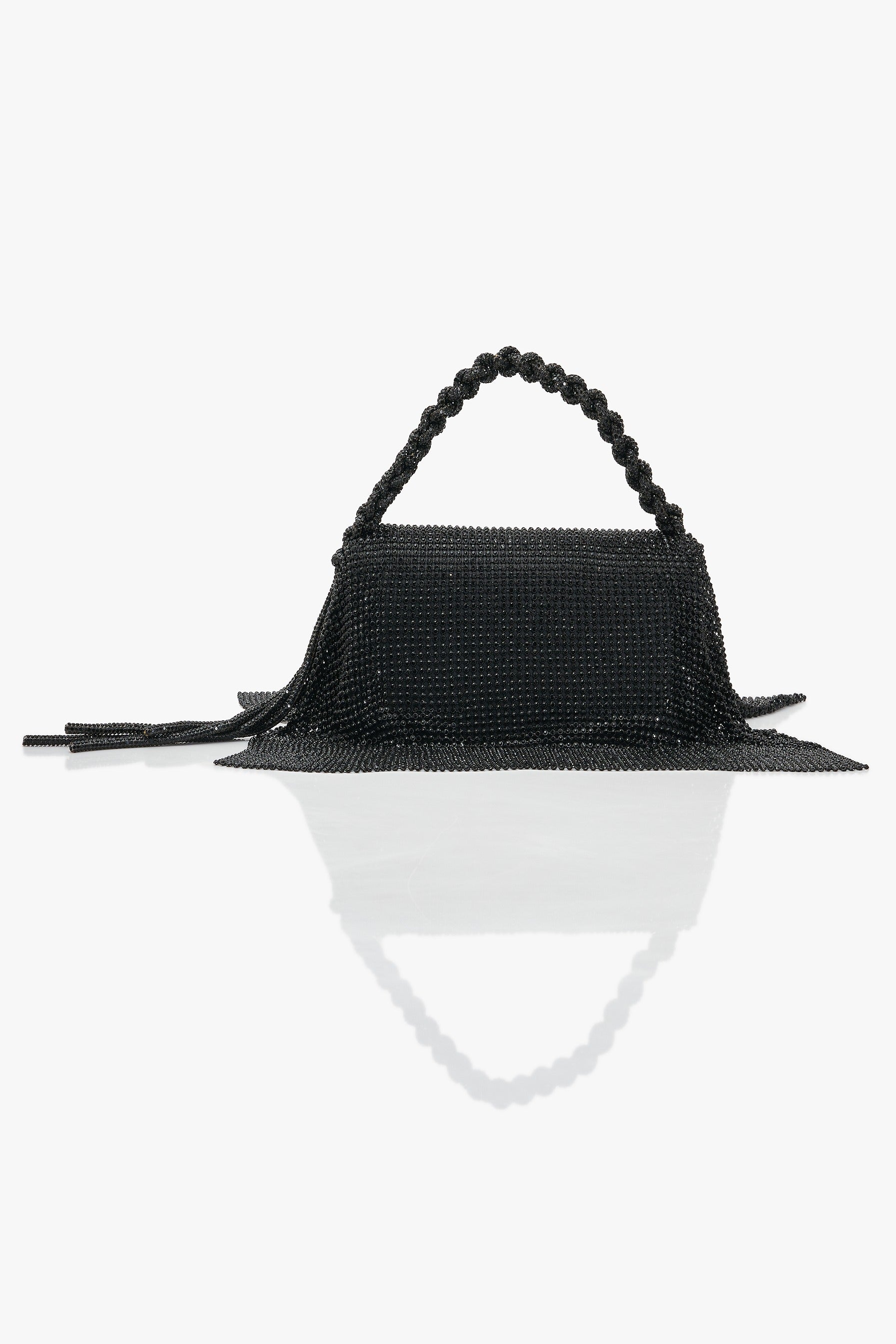 Crystal Furbie Midi Handbag in Siren Black