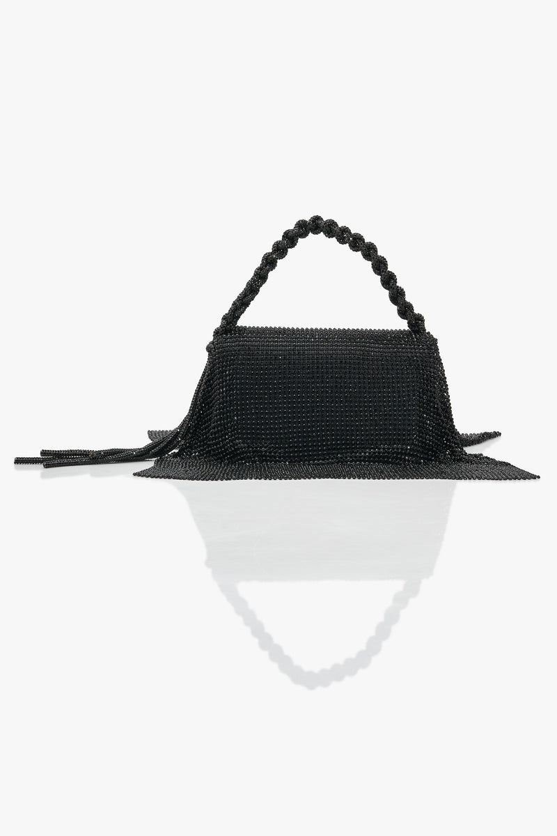 Crystal Furbie Midi Handbag in Siren Black