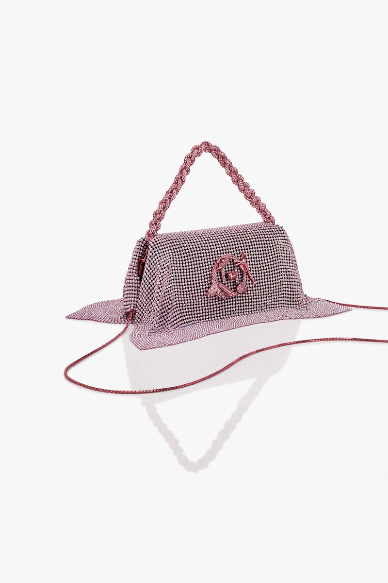 Crystal Furbie Midi Handbag in Posh Pink