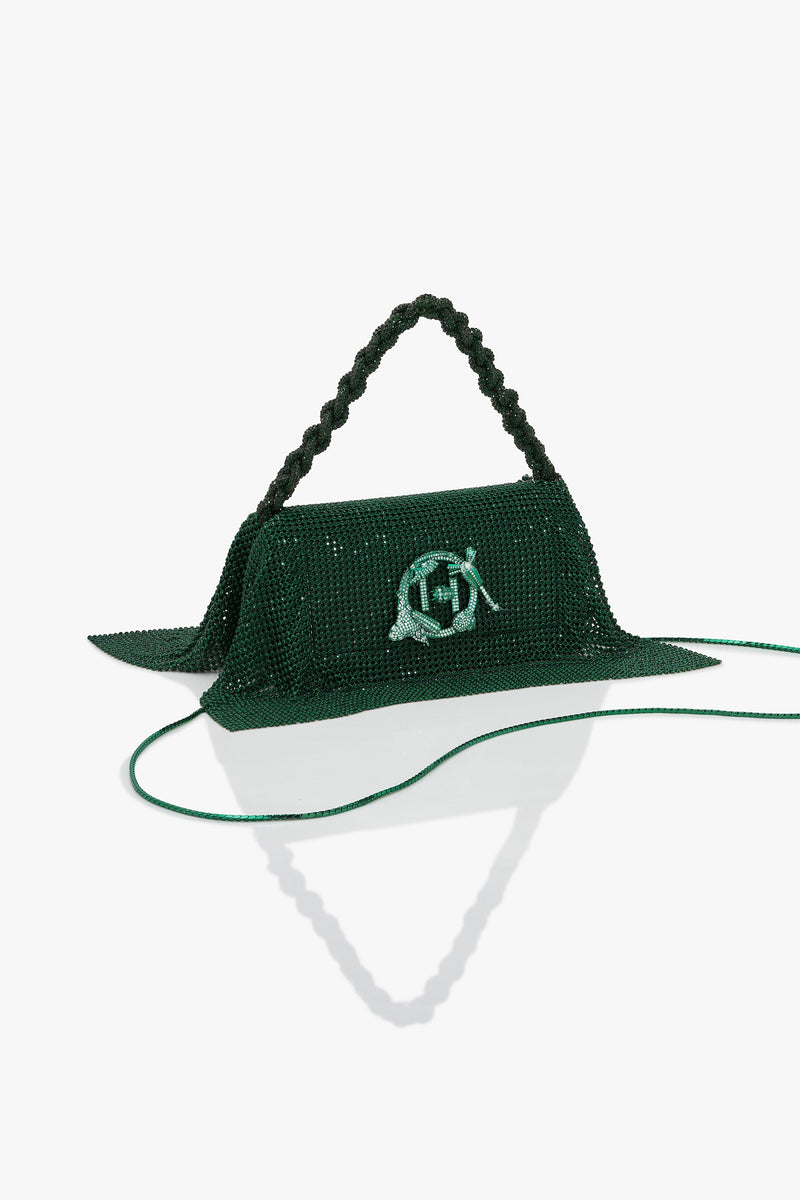 Crystal Furbie Midi Handbag in Kelly Green