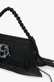 Crystal Furbie Midi Handbag in Siren Black