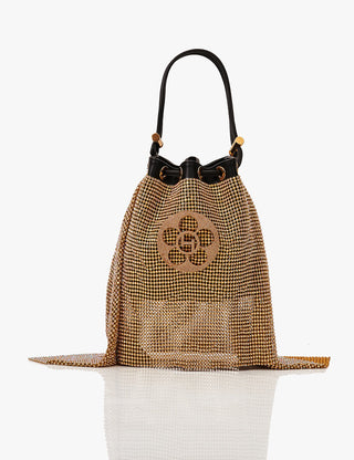 Mesh Bucket Bag In Sculpted Gold